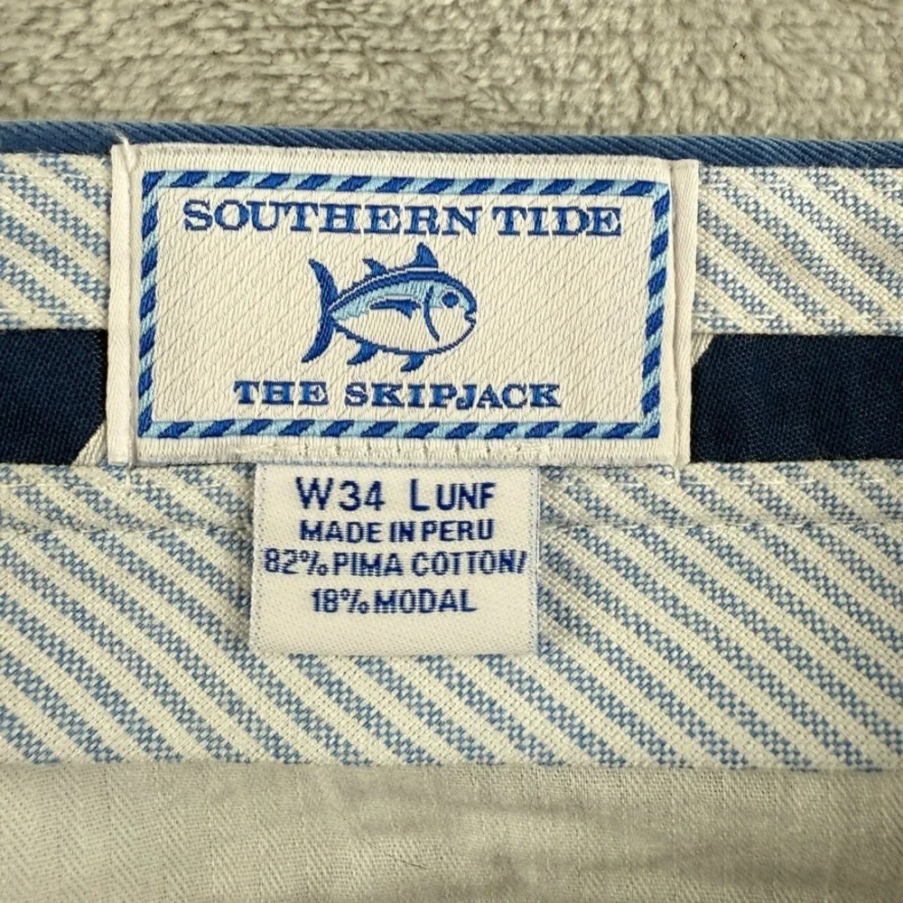 Southern Tide Pants Mens 34x32 Blue Stretch Twill Chino Khaki